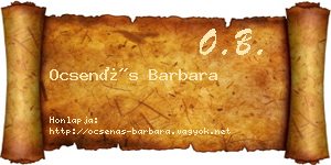 Ocsenás Barbara névjegykártya